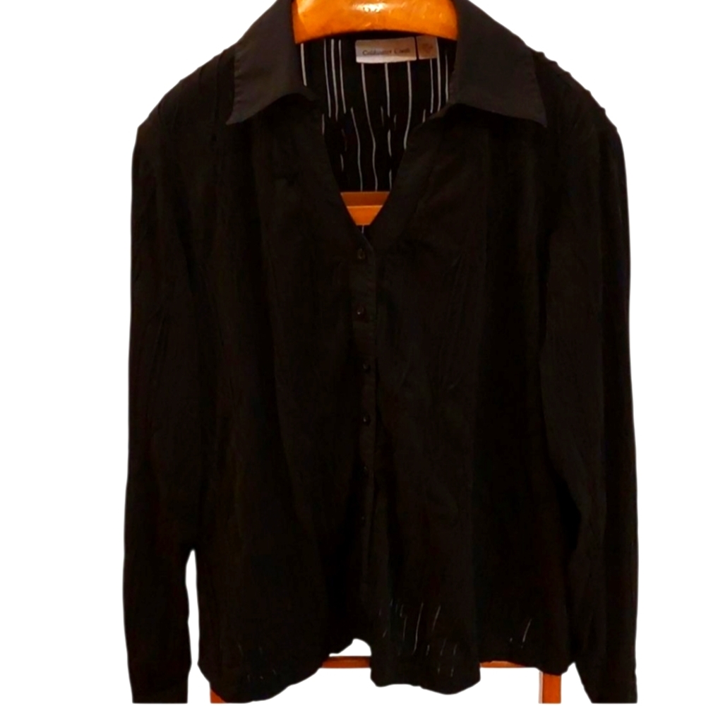 Coldwater Creek Black Textured Button Down Overblouse Jacket 3X EUC